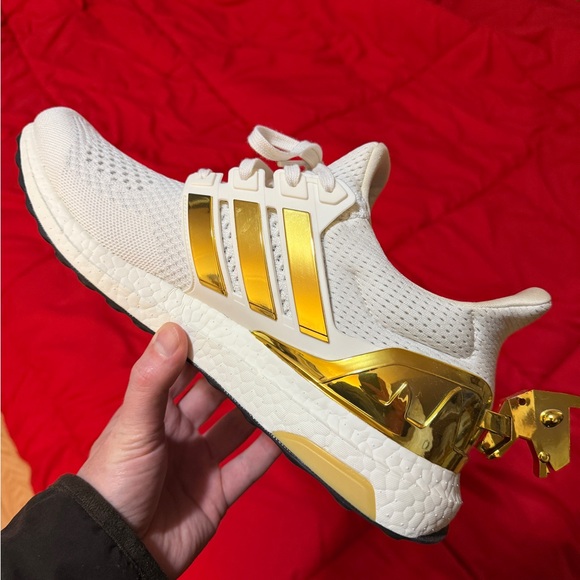 adidas White and Gold Athletic Shoes